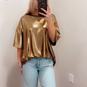 Gold Metallic Women Top